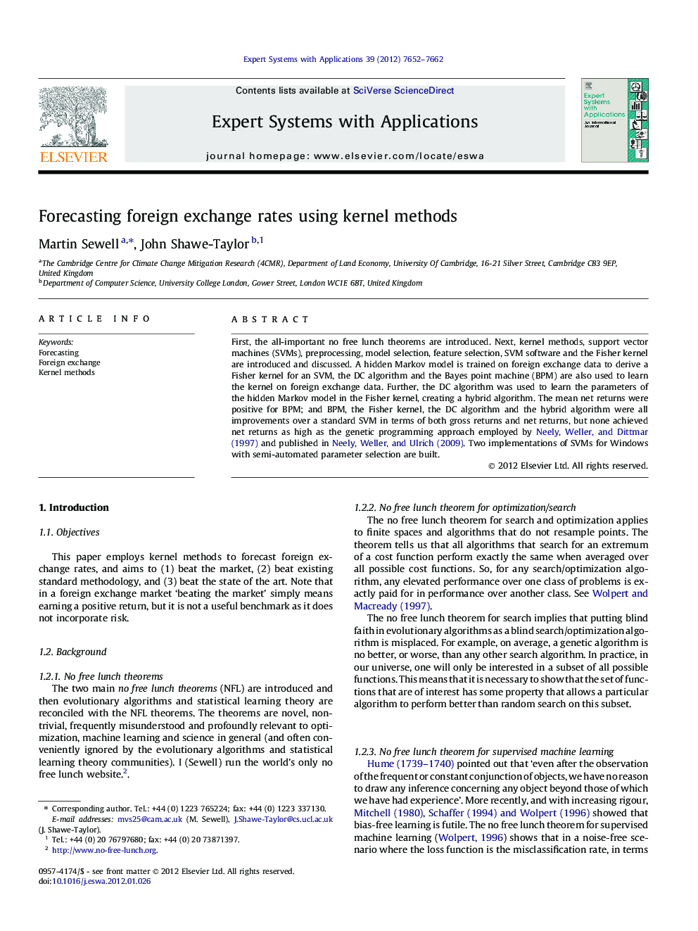 Forecasting foreign exchange rates using kernel methods