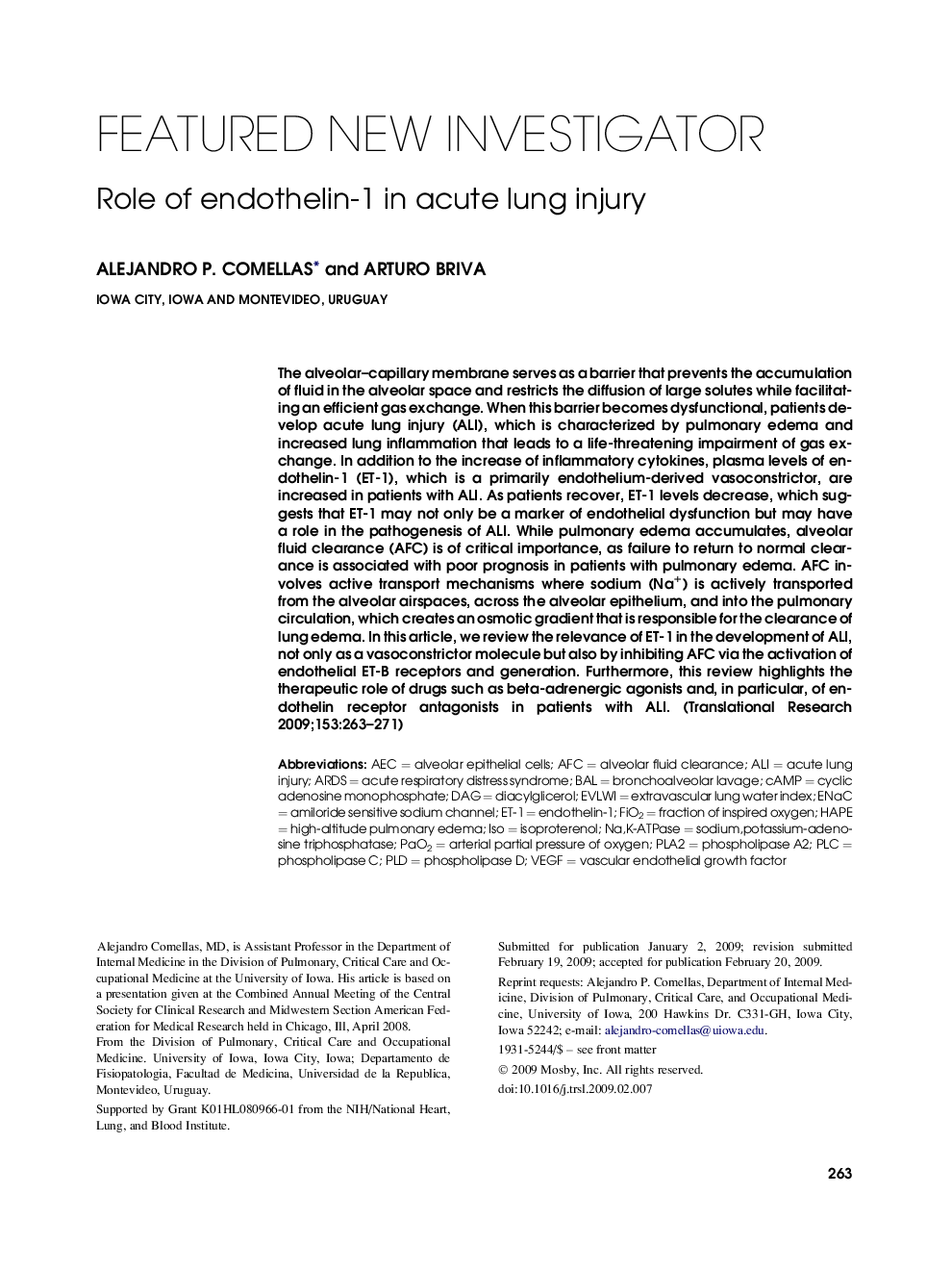 Role of endothelin-1 in acute lung injury 