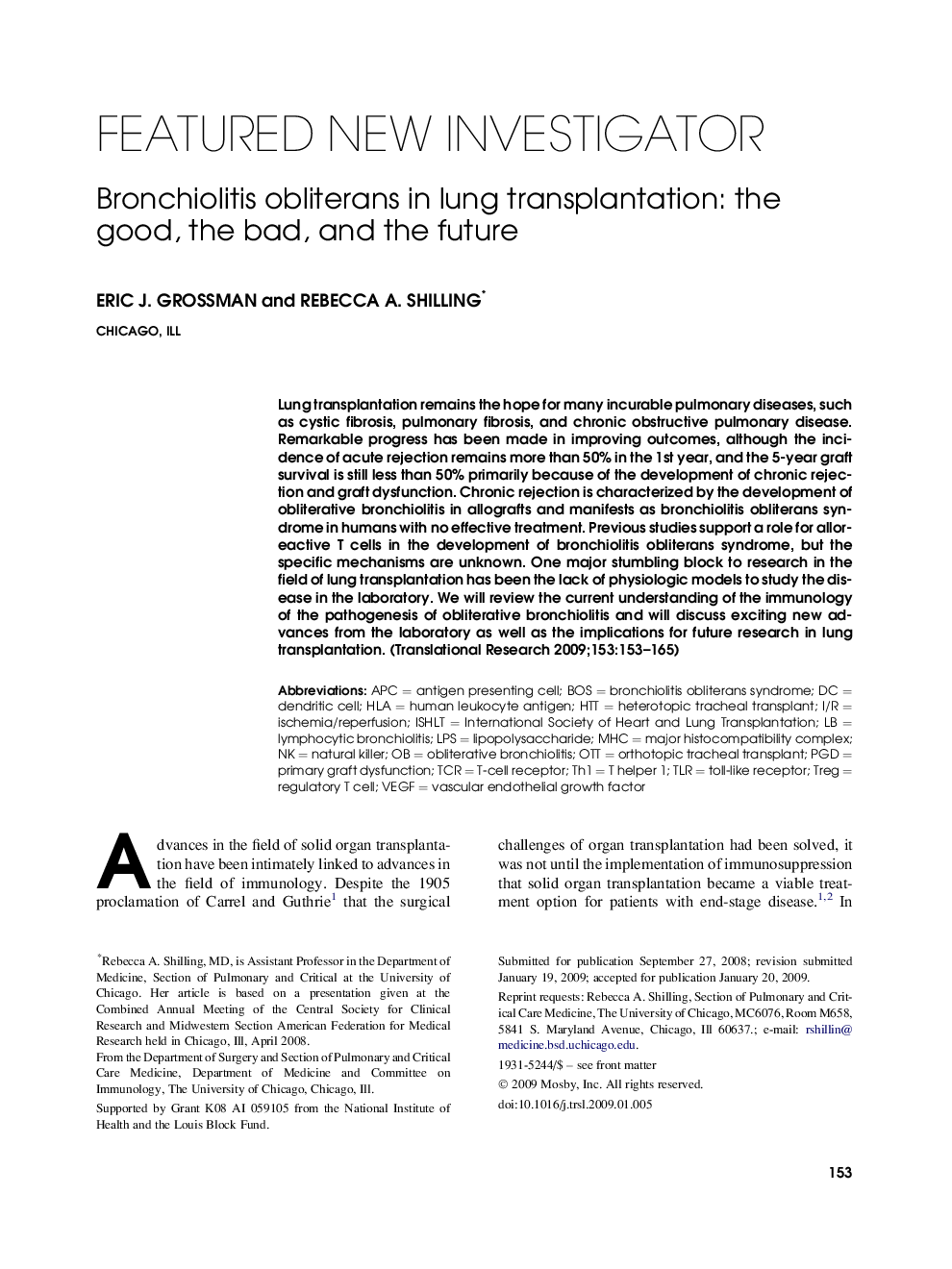 Bronchiolitis obliterans in lung transplantation: the good, the bad, and the future 