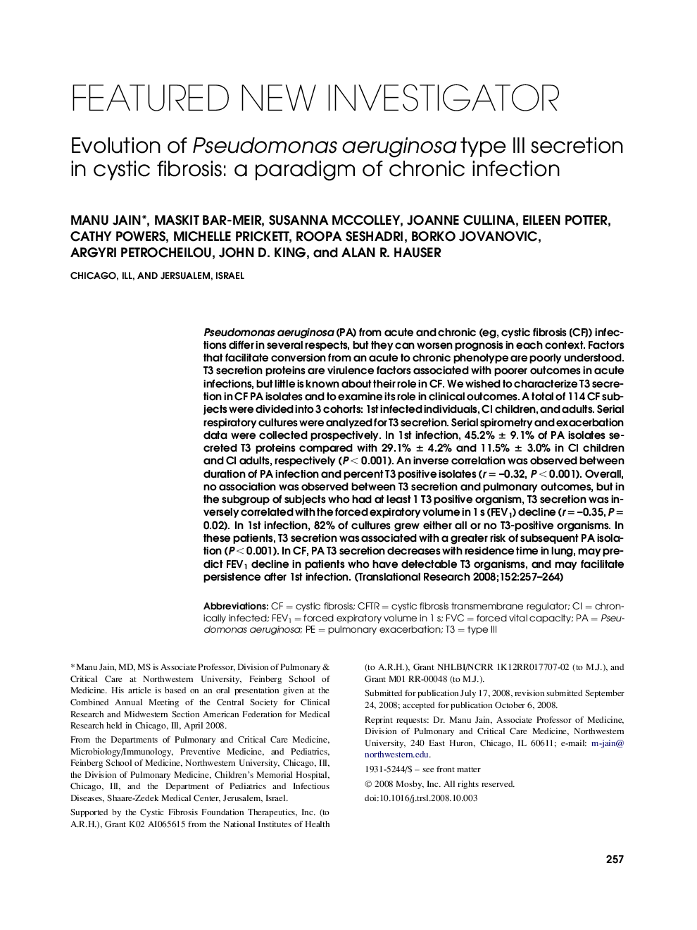 Evolution of Pseudomonas aeruginosa type III secretion in cystic fibrosis: a paradigm of chronic infection 