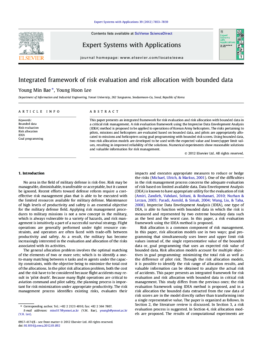 Integrated framework of risk evaluation and risk allocation with bounded data