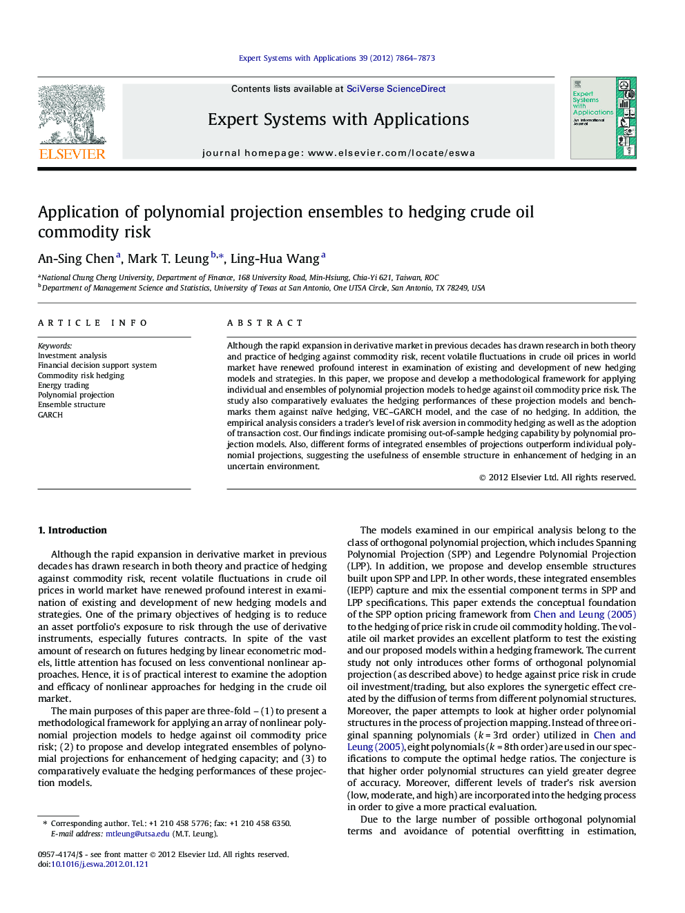 Application of polynomial projection ensembles to hedging crude oil commodity risk