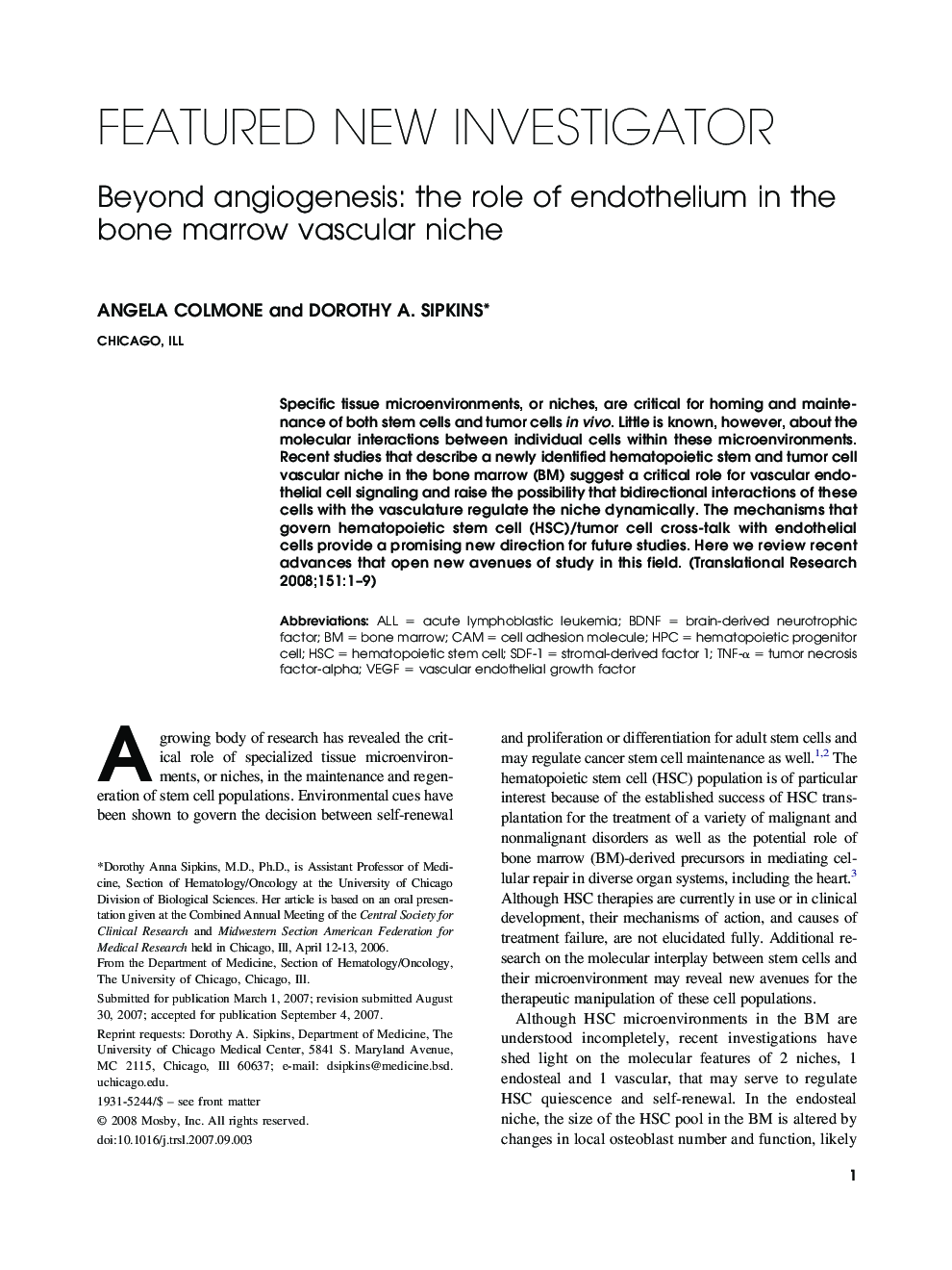 Beyond angiogenesis: the role of endothelium in the bone marrow vascular niche