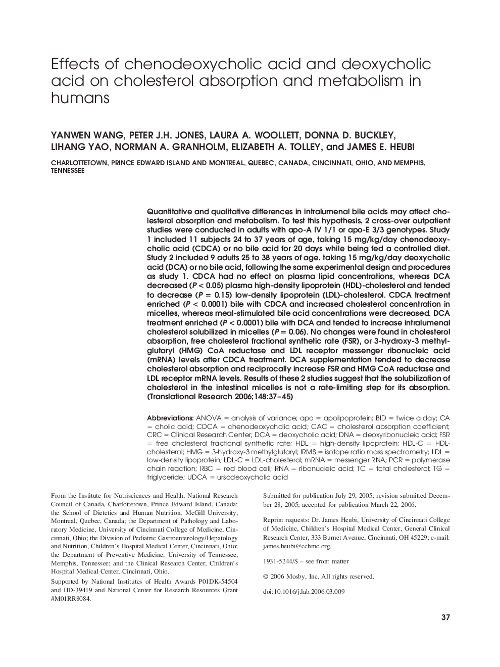 Effects of chenodeoxycholic acid and deoxycholic acid on cholesterol absorption and metabolism in humans 