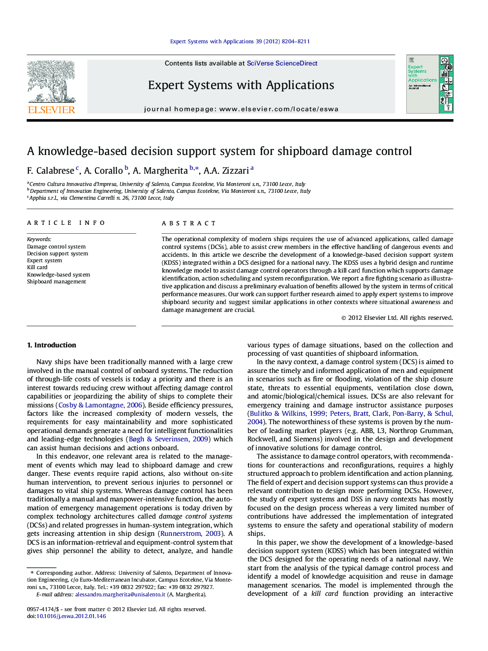 A knowledge-based decision support system for shipboard damage control