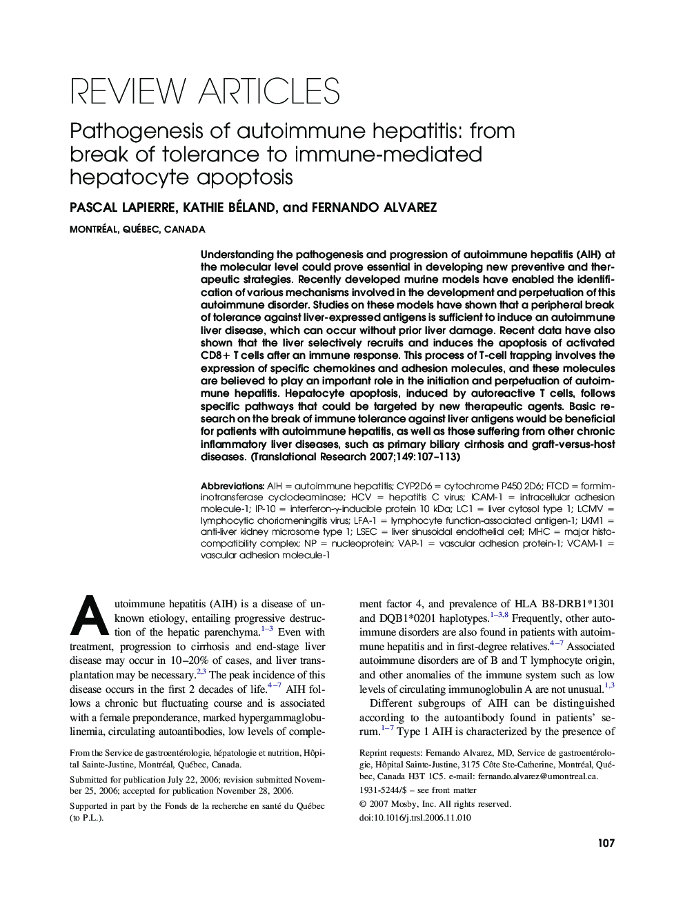 Pathogenesis of autoimmune hepatitis: from break of tolerance to immune-mediated hepatocyte apoptosis 