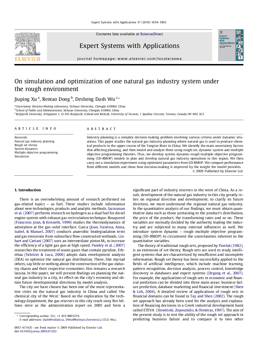 On simulation and optimization of one natural gas industry system under the rough environment