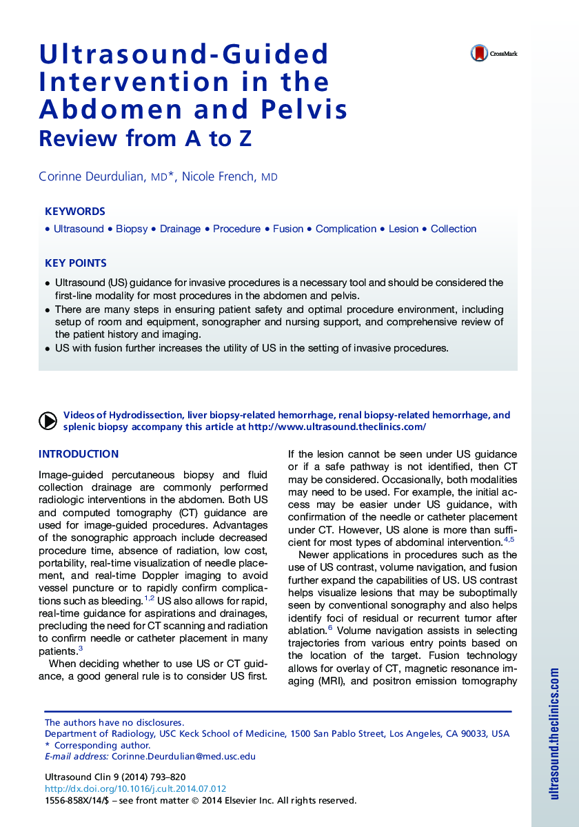 Ultrasound-Guided Intervention in the Abdomen and Pelvis