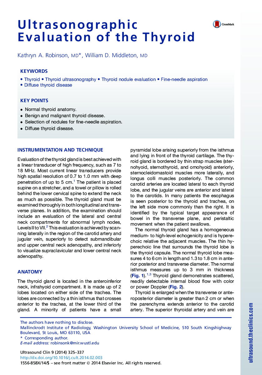 Ultrasonographic Evaluation of the Thyroid