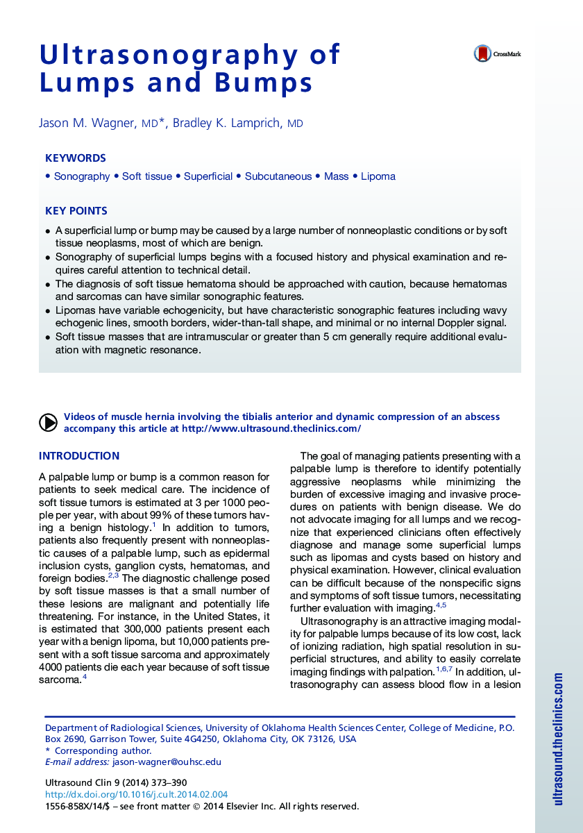 Ultrasonography of Lumps and Bumps