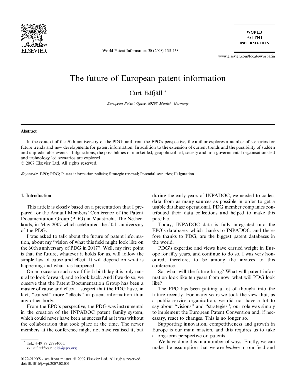 The future of European patent information