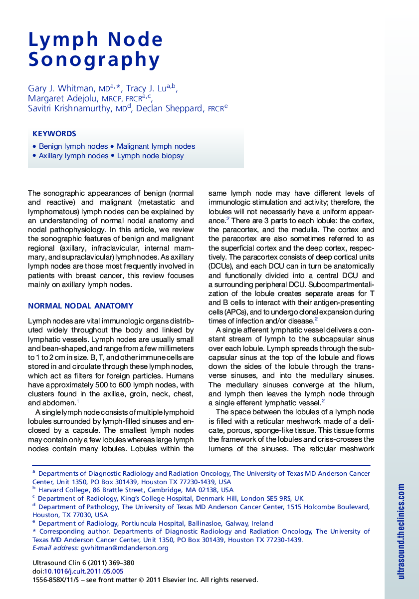 Lymph Node Sonography