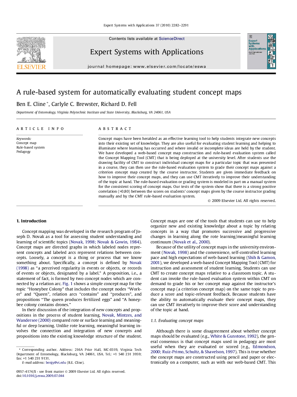 A rule-based system for automatically evaluating student concept maps