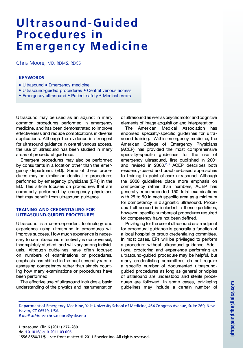 Ultrasound-Guided Procedures in Emergency Medicine