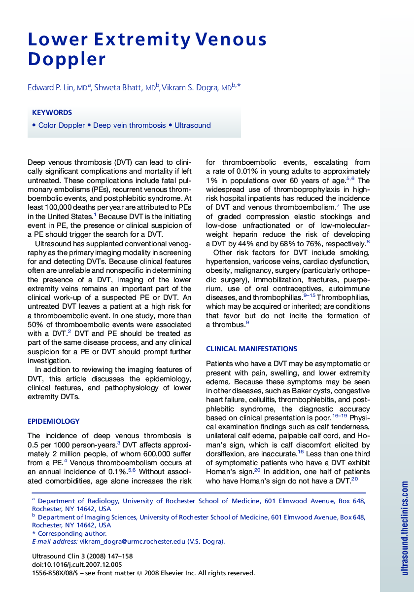 Lower Extremity Venous Doppler