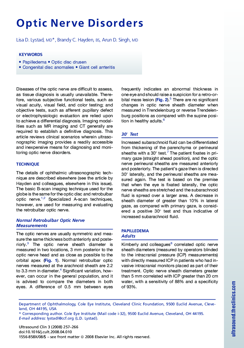 Optic Nerve Disorders