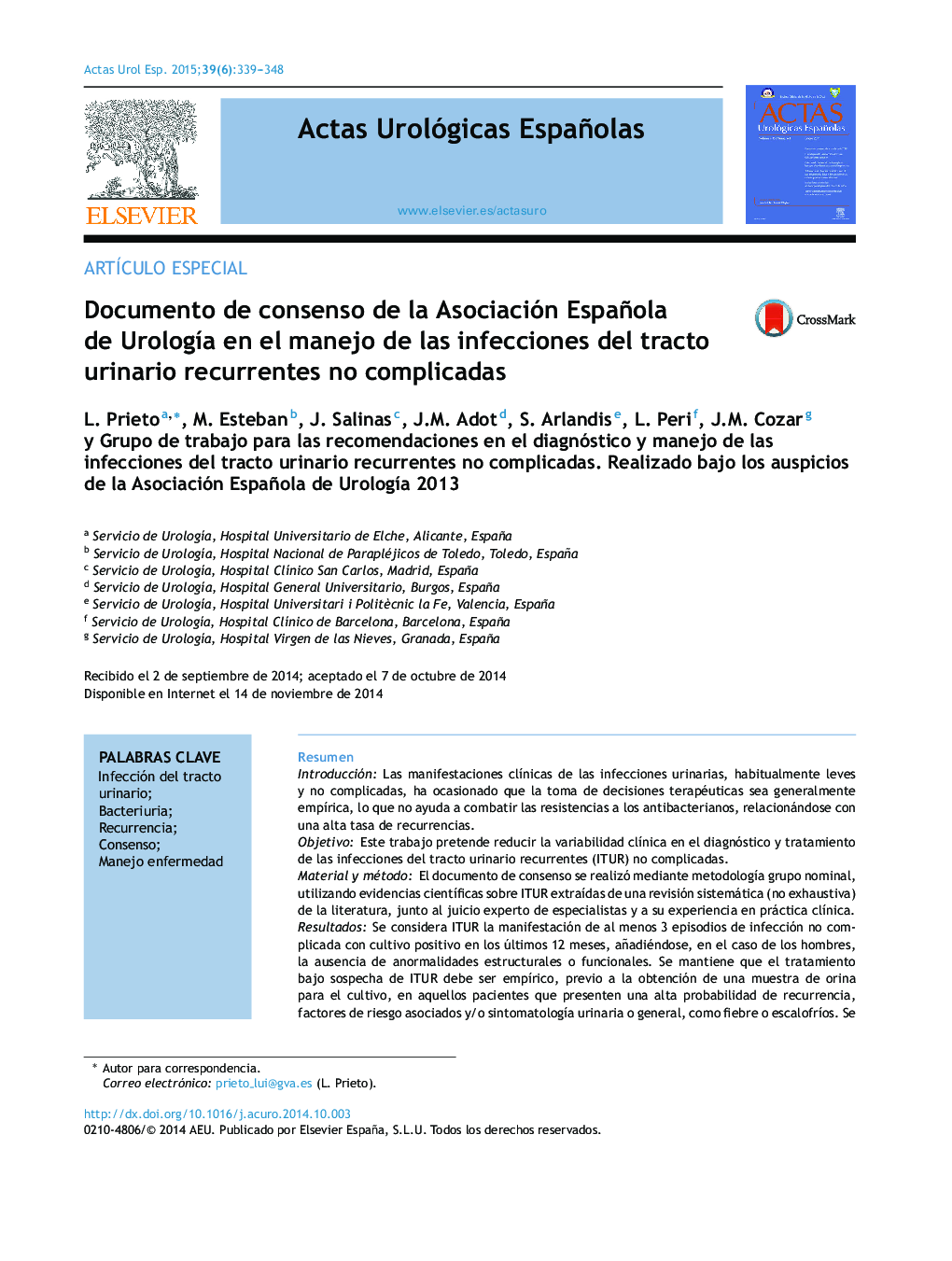 Documento de consenso de la Asociación Española de Urología en el manejo de las infecciones del tracto urinario recurrentes no complicadas