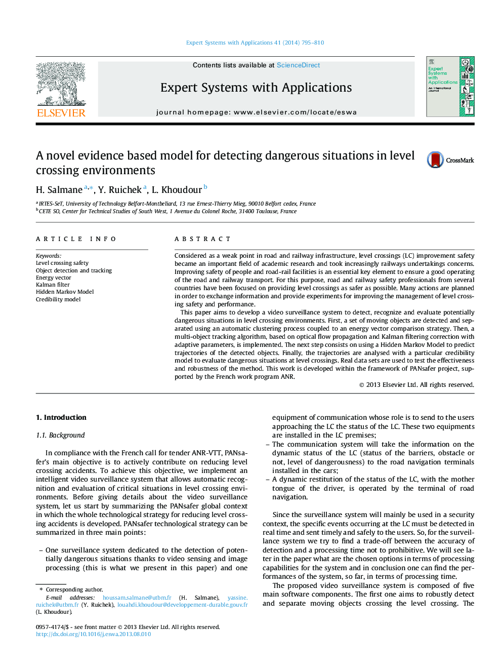 A novel evidence based model for detecting dangerous situations in level crossing environments