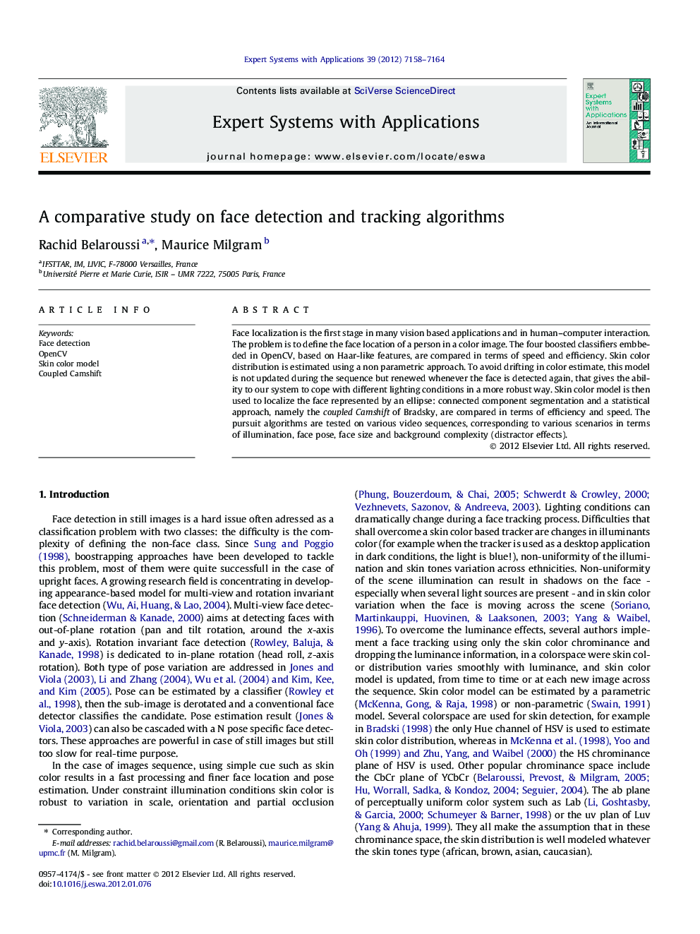 A comparative study on face detection and tracking algorithms