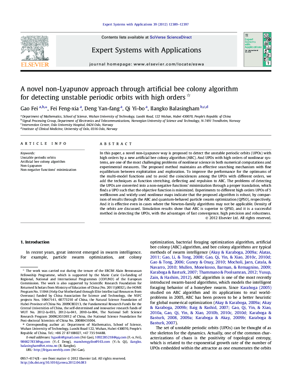 A novel non-Lyapunov approach through artificial bee colony algorithm for detecting unstable periodic orbits with high orders 