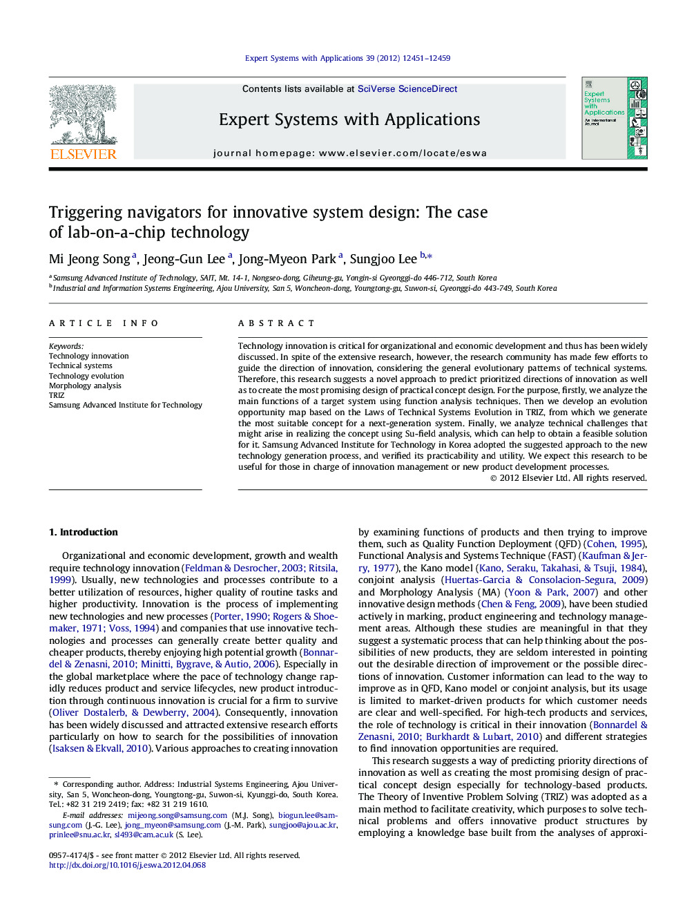 Triggering navigators for innovative system design: The case of lab-on-a-chip technology