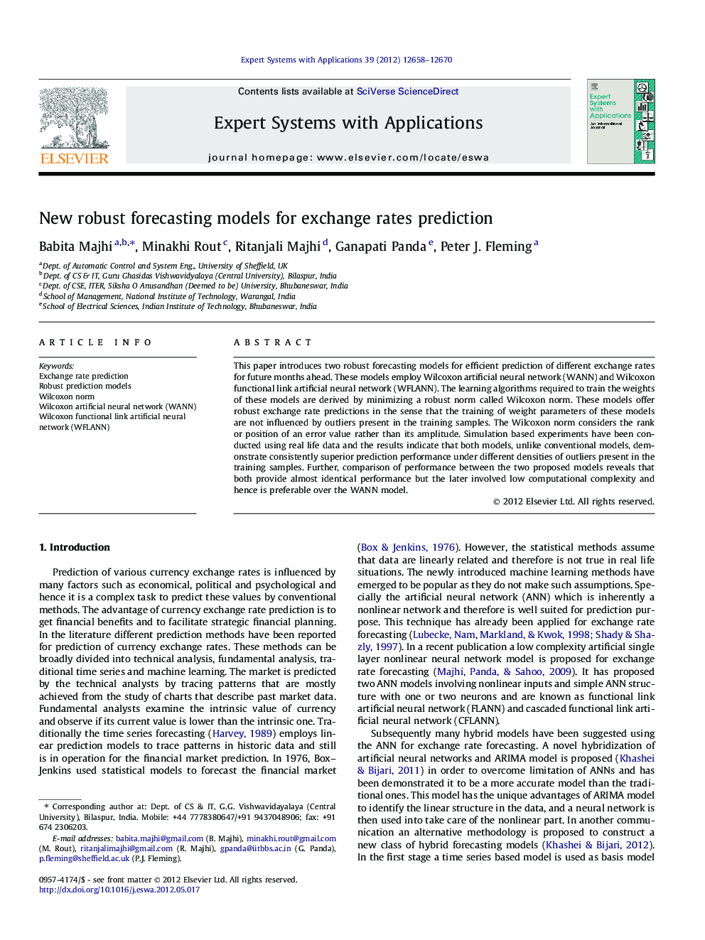 New robust forecasting models for exchange rates prediction