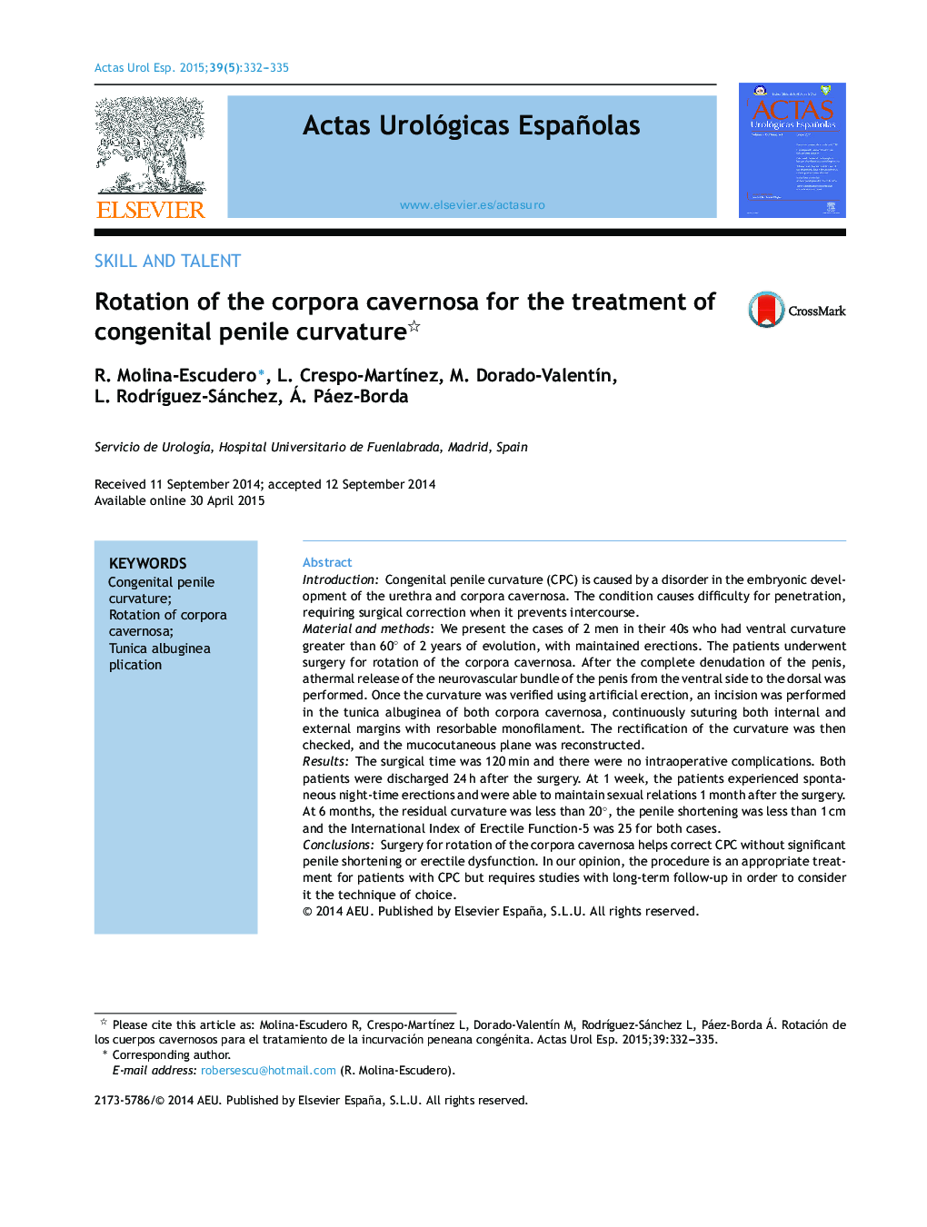 Rotation of the corpora cavernosa for the treatment of congenital penile curvature 