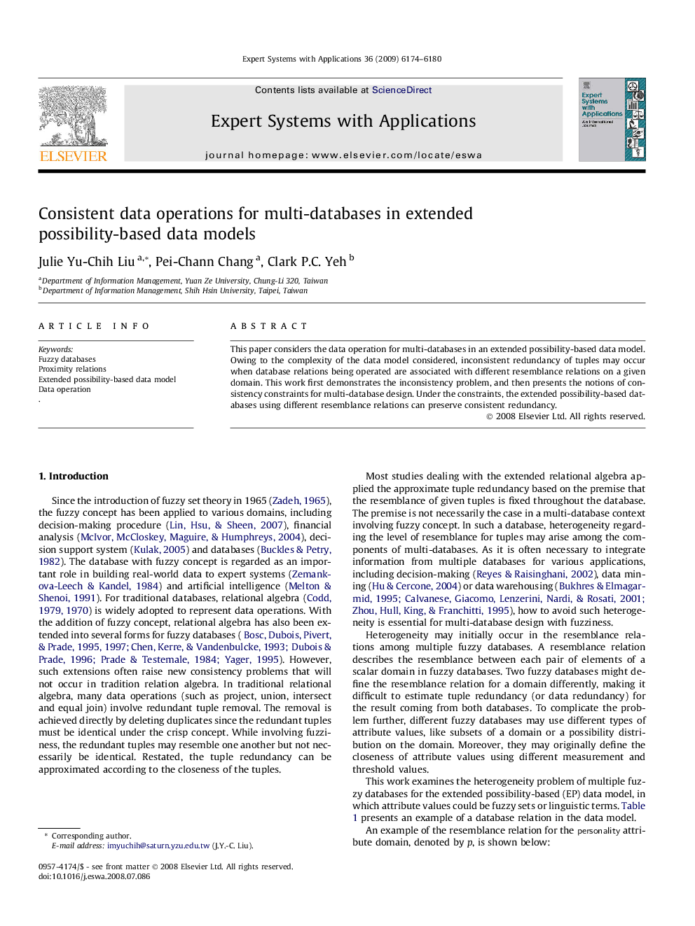 Consistent data operations for multi-databases in extended possibility-based data models