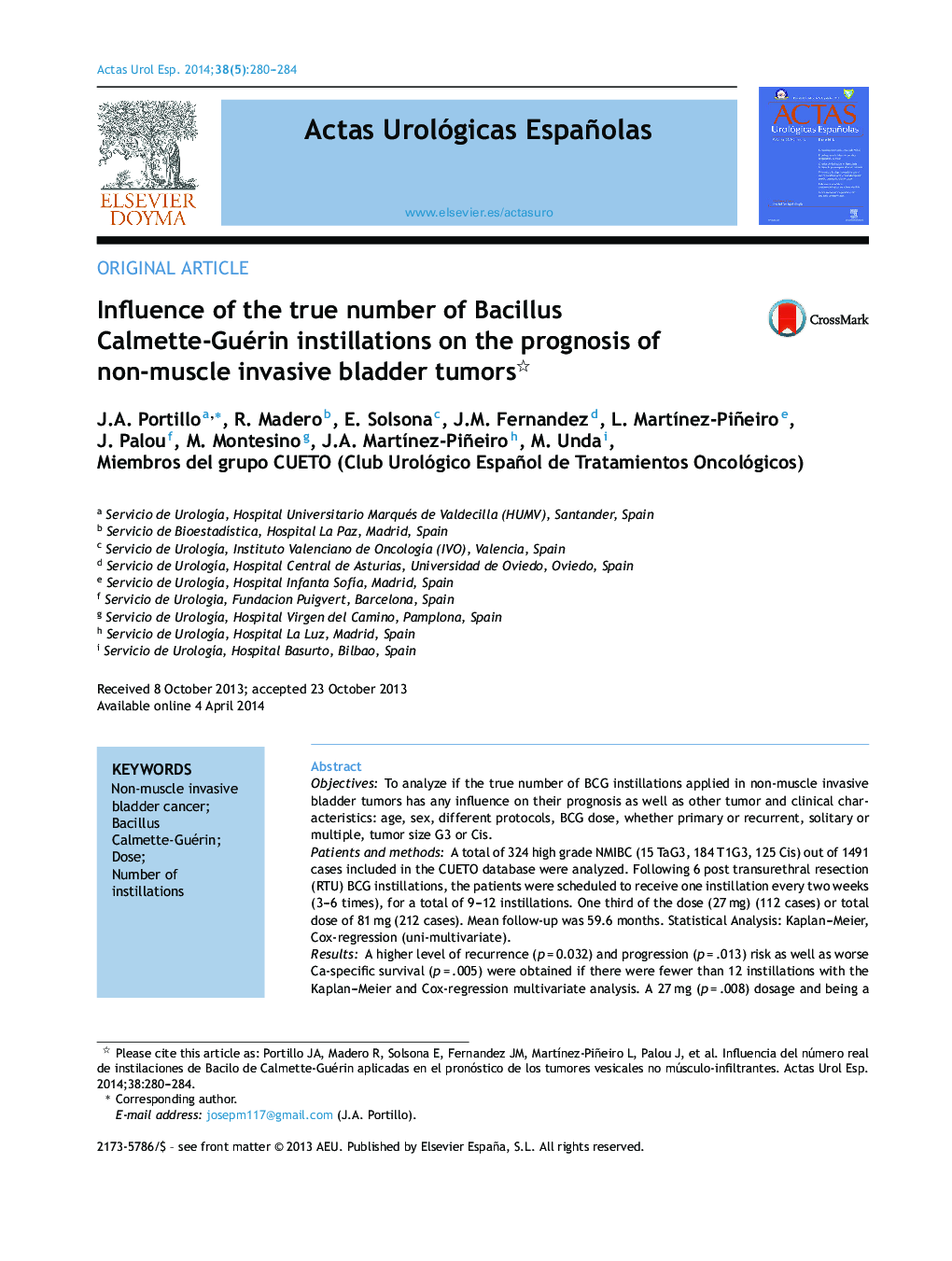 Influence of the true number of Bacillus Calmette-Guérin instillations on the prognosis of non-muscle invasive bladder tumors 