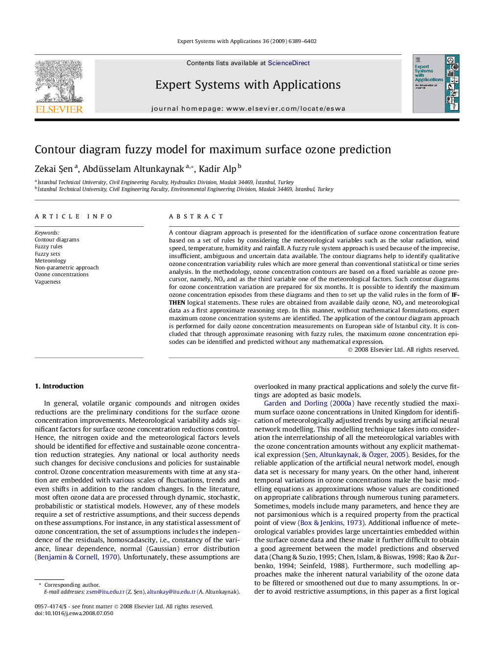 Contour diagram fuzzy model for maximum surface ozone prediction