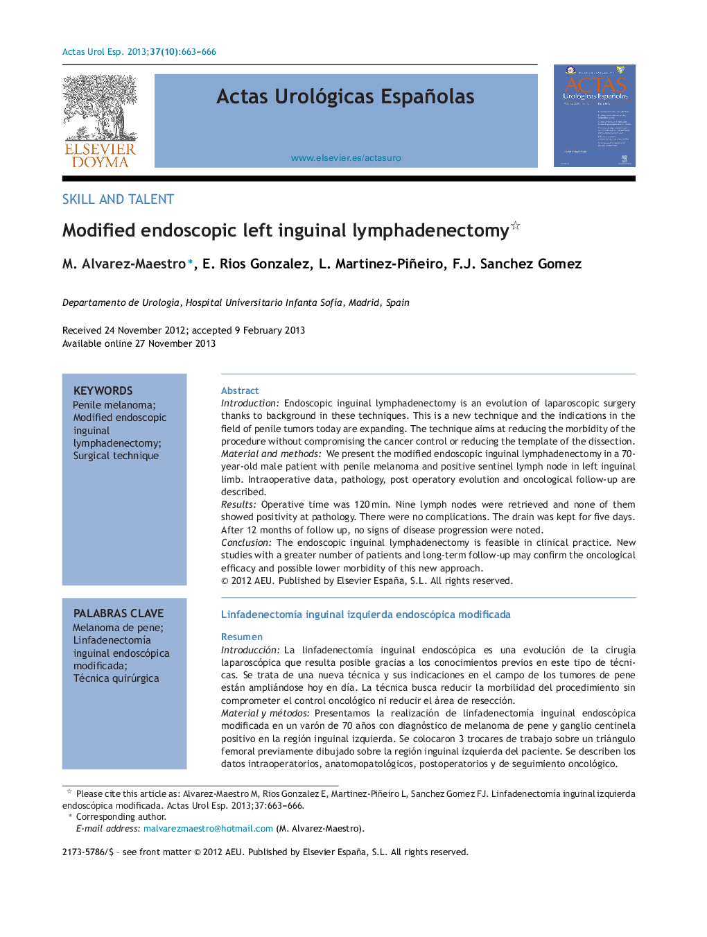 Modified endoscopic left inguinal lymphadenectomy