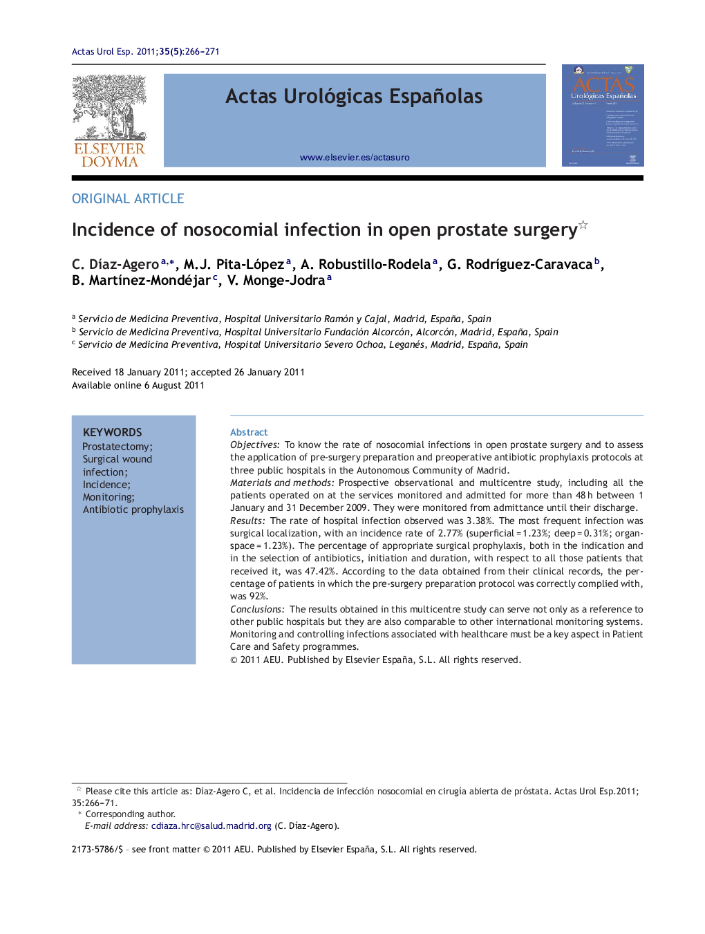 Incidence of nosocomial infection in open prostate surgery 