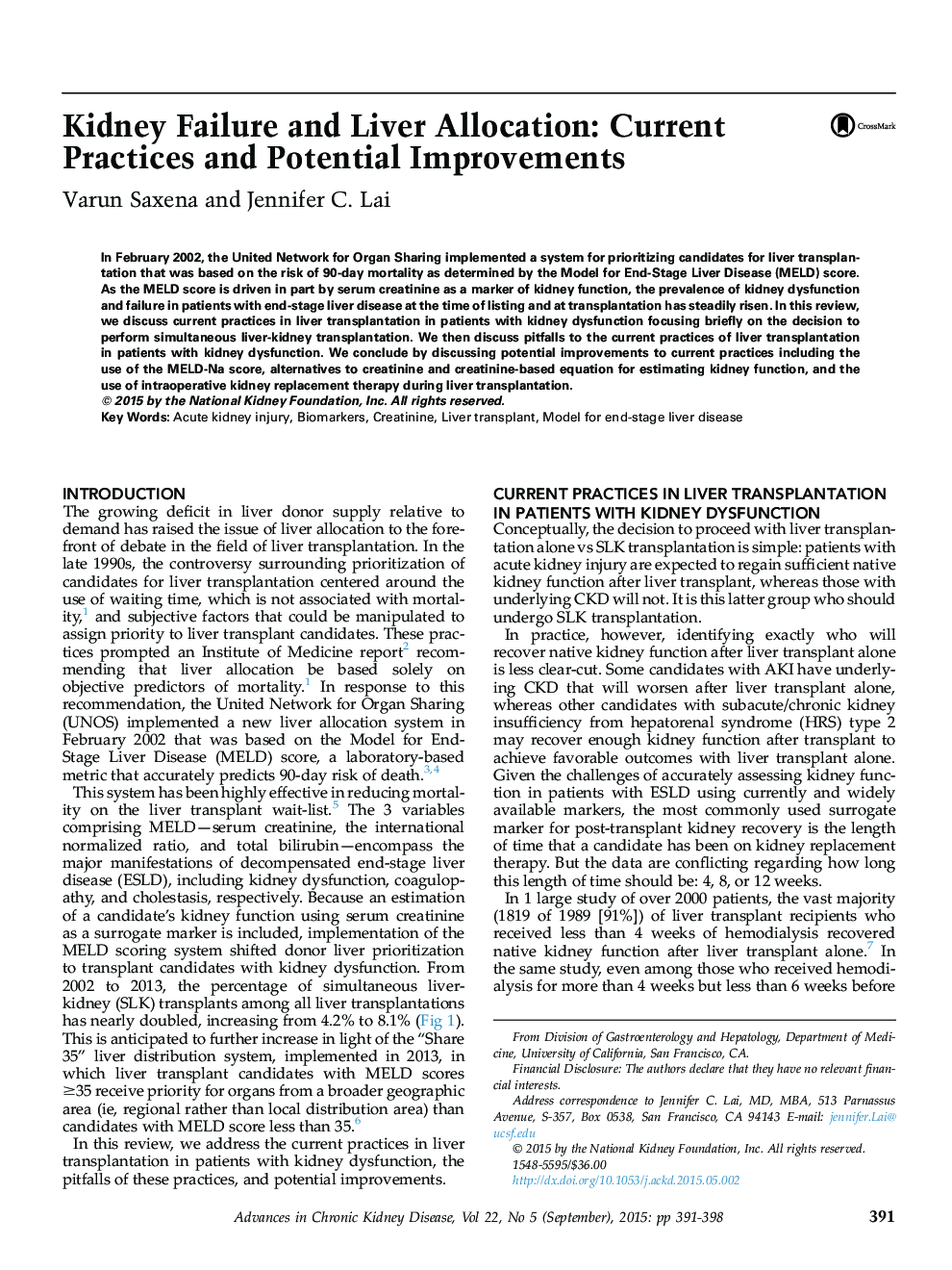 Kidney Failure and Liver Allocation: Current Practices and Potential Improvements