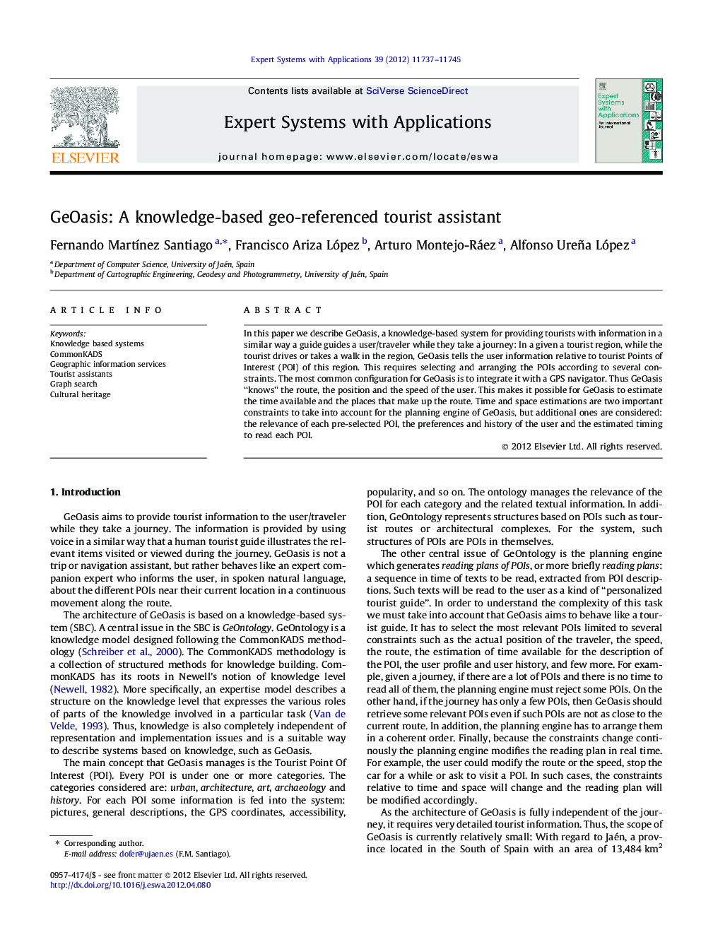 عکس صفحه اول مقاله: GeOasis: A knowledge-based geo-referenced tourist assistant GeOasis: A knowledge-based geo-referenced tourist assistant