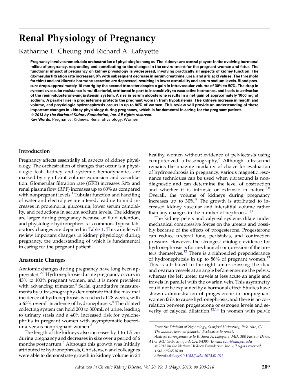 Renal Physiology of Pregnancy