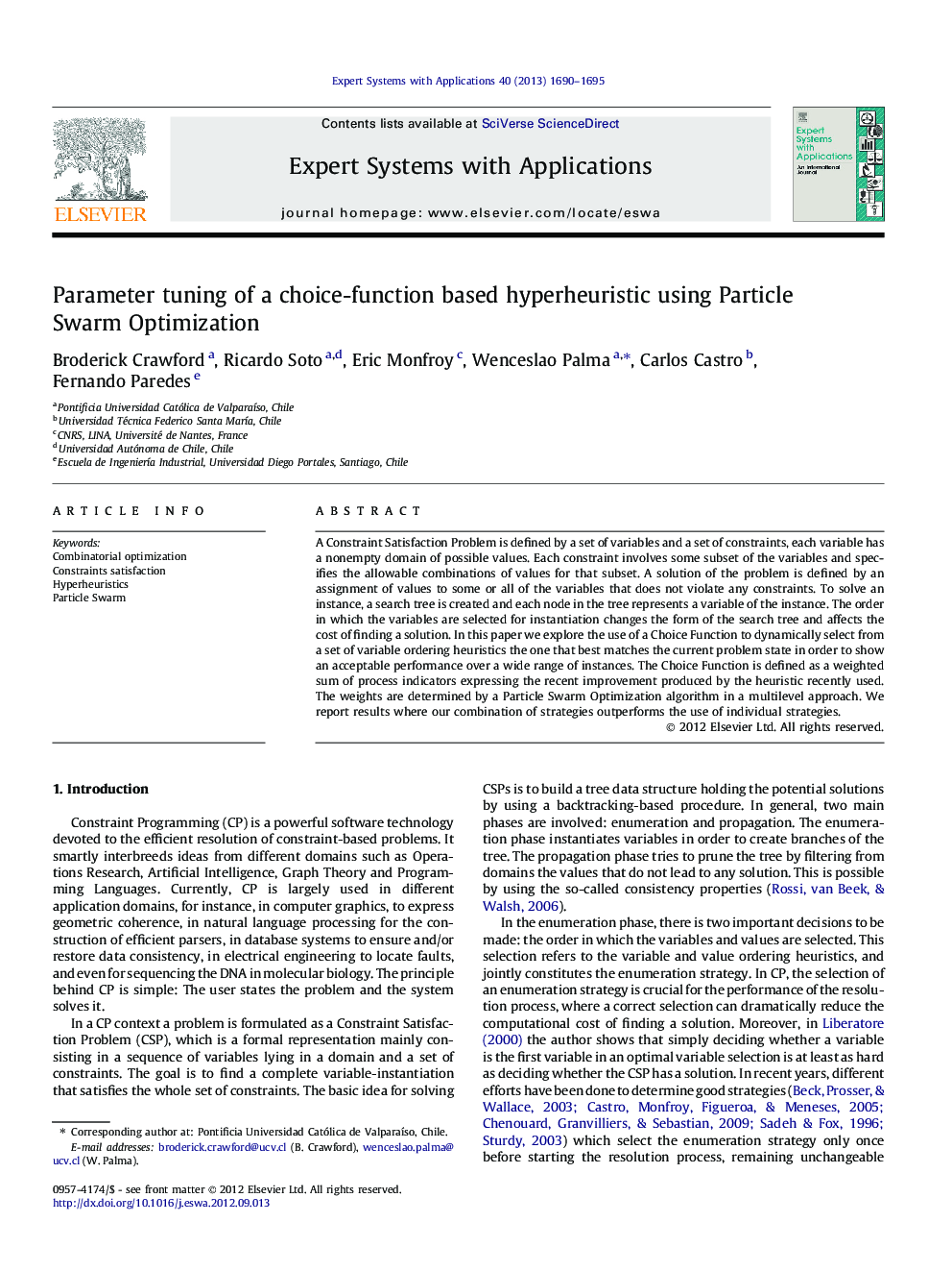 Parameter tuning of a choice-function based hyperheuristic using Particle Swarm Optimization