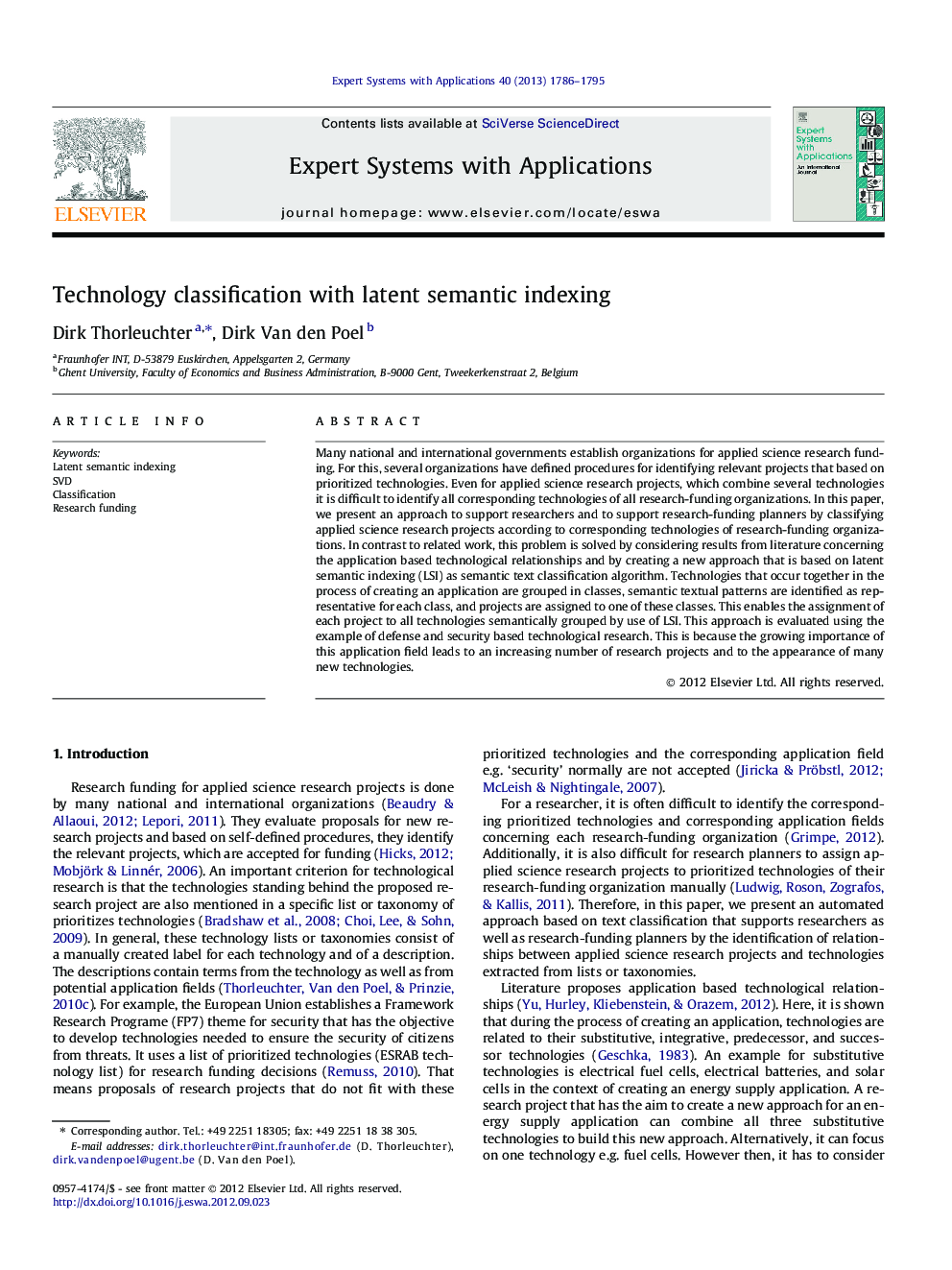 Technology classification with latent semantic indexing