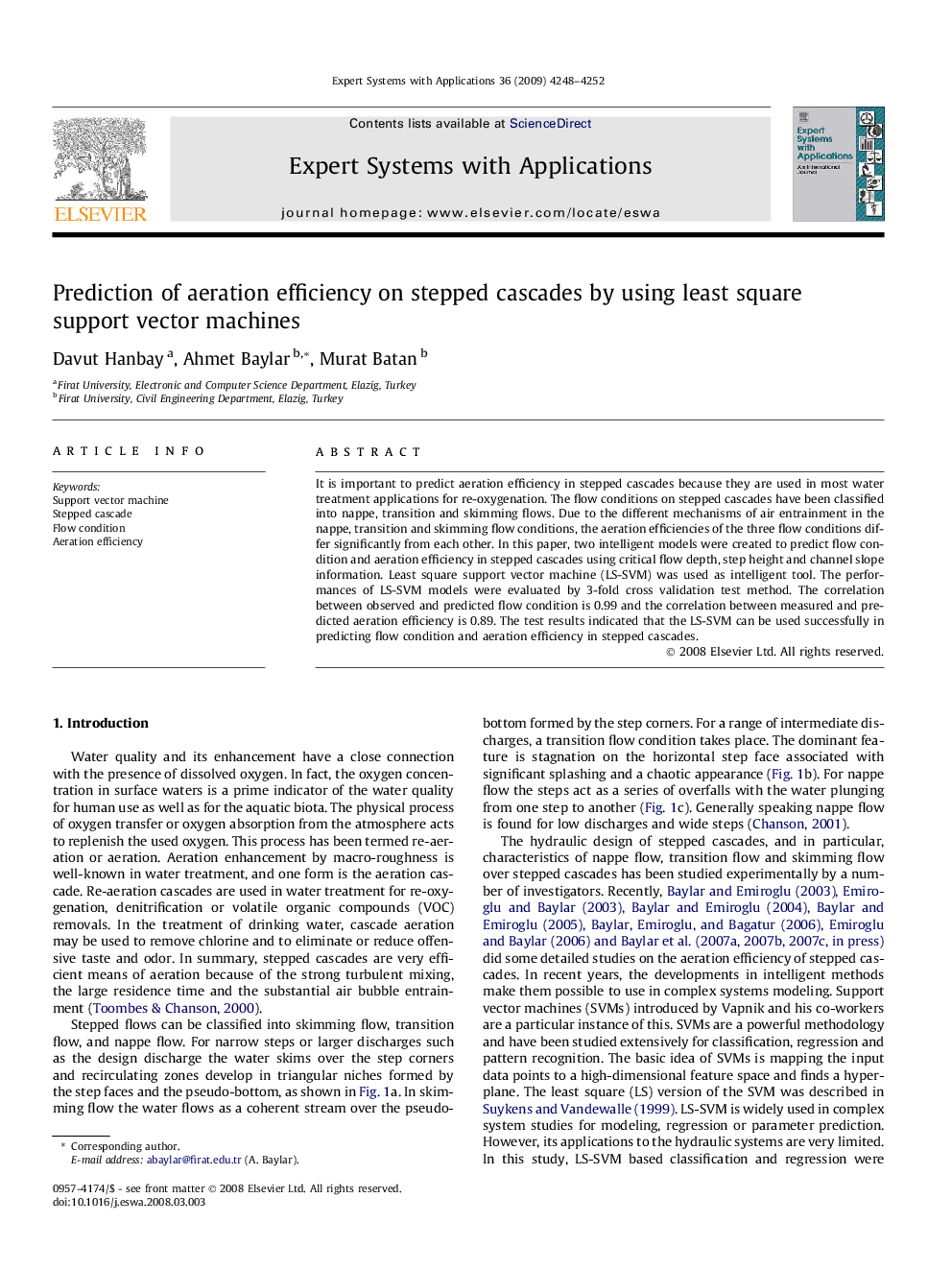 Prediction of aeration efficiency on stepped cascades by using least square support vector machines