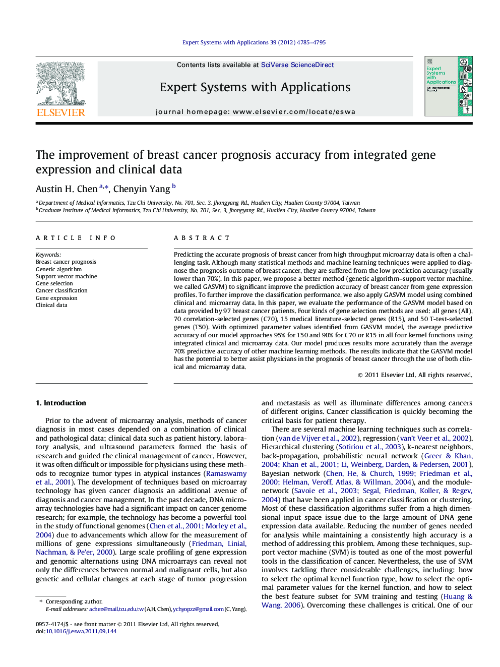 The improvement of breast cancer prognosis accuracy from integrated gene expression and clinical data