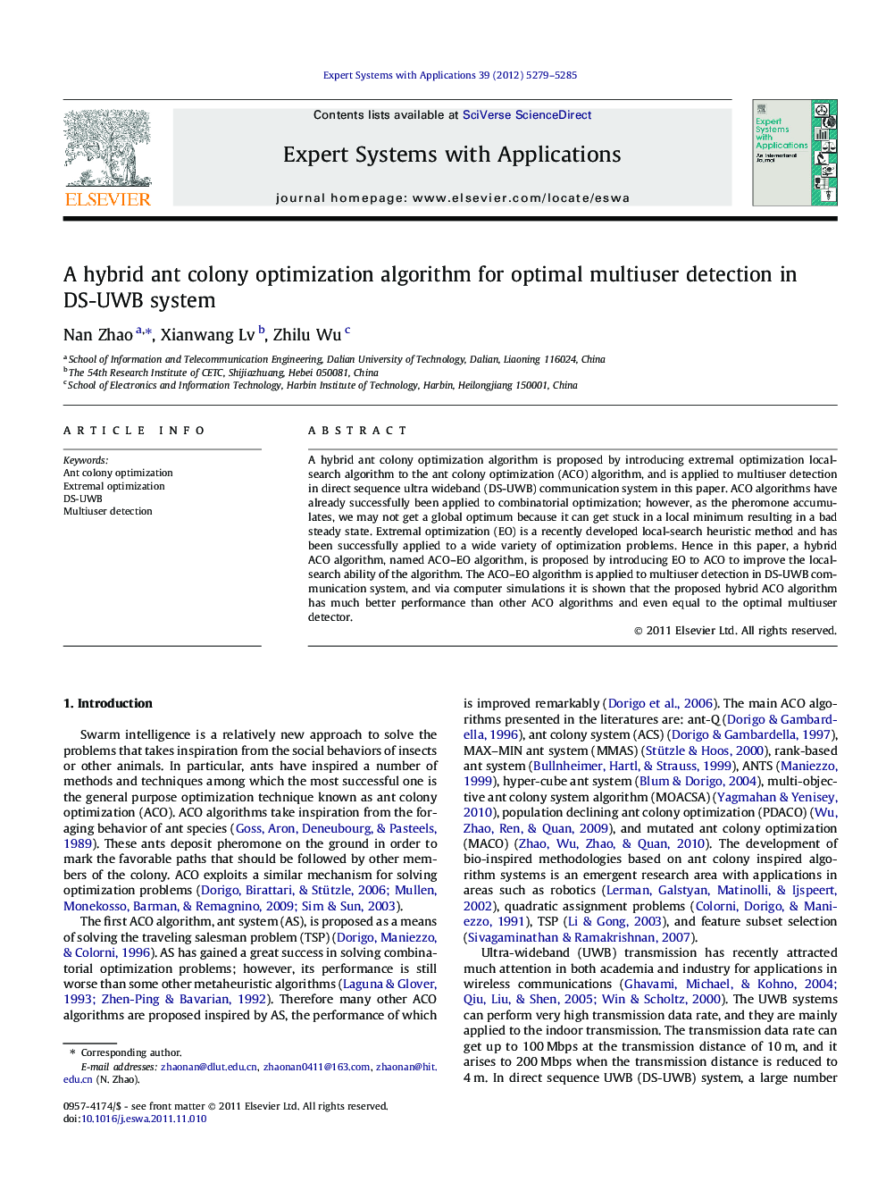 A hybrid ant colony optimization algorithm for optimal multiuser detection in DS-UWB system