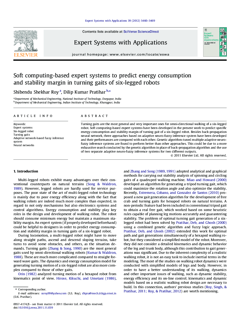 Soft computing-based expert systems to predict energy consumption and stability margin in turning gaits of six-legged robots