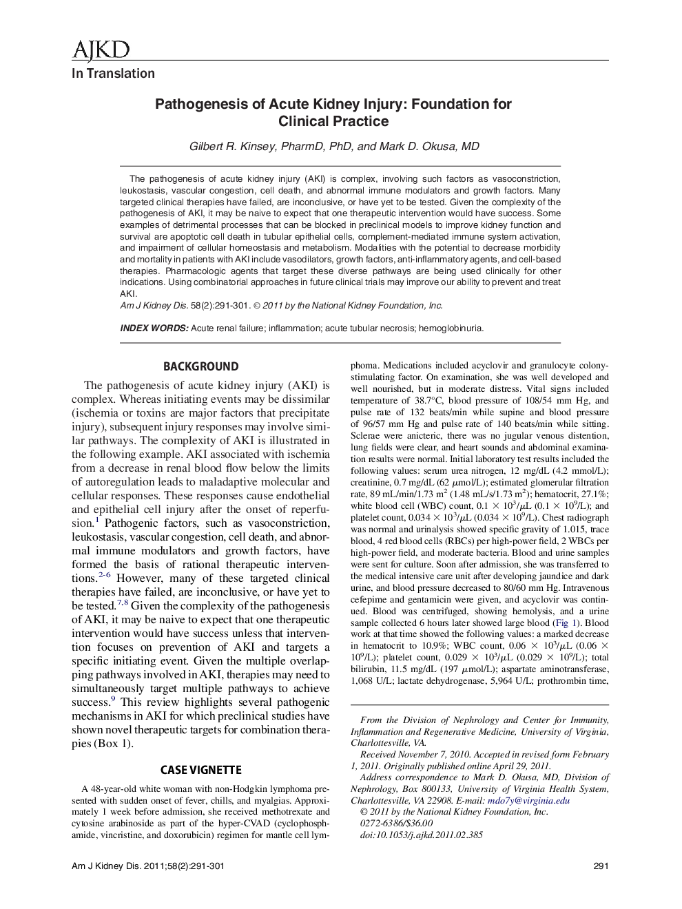 Pathogenesis of Acute Kidney Injury: Foundation for Clinical Practice