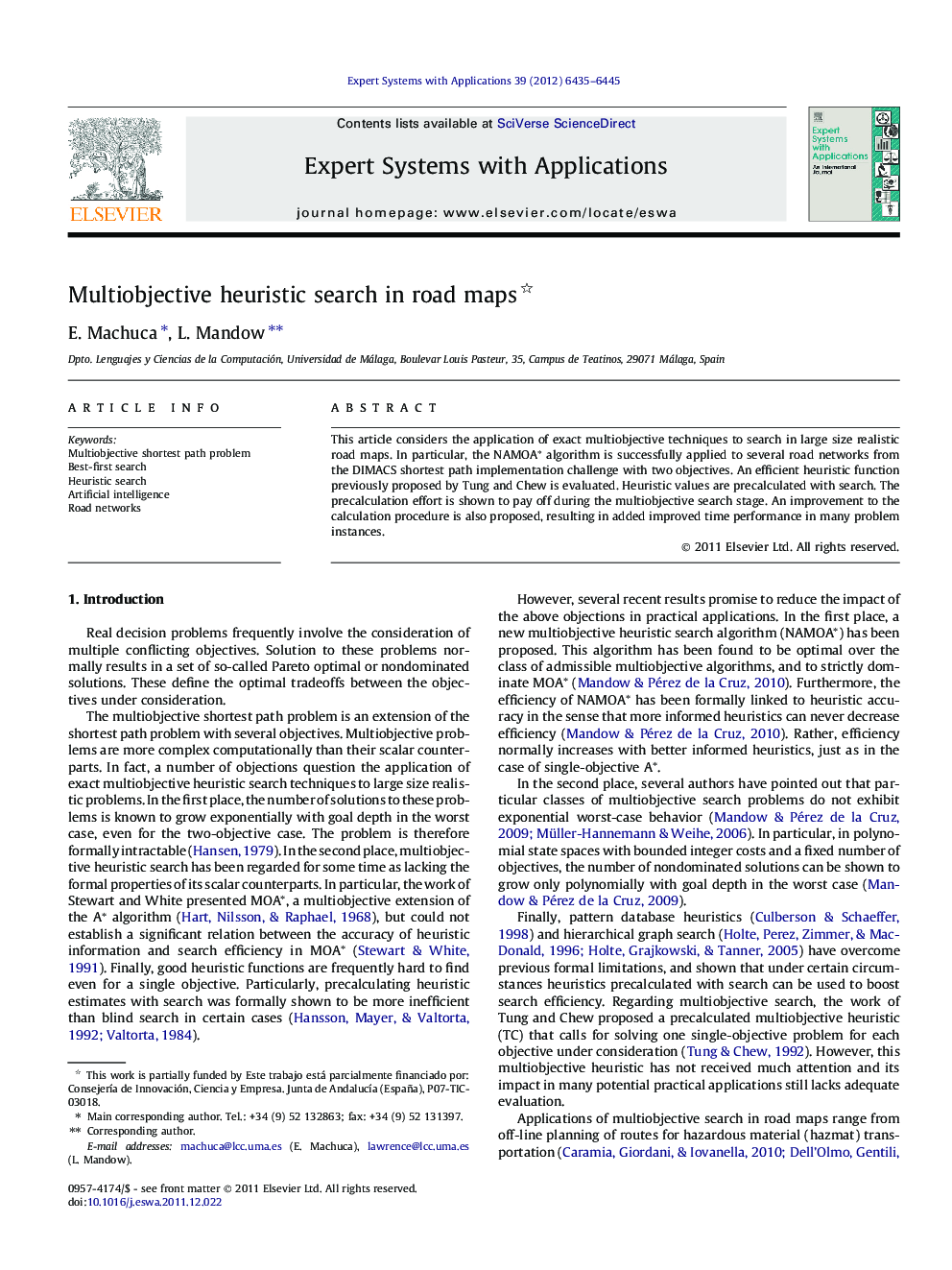 Multiobjective heuristic search in road maps 