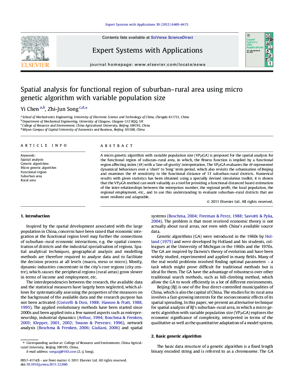 Spatial analysis for functional region of suburban–rural area using micro genetic algorithm with variable population size