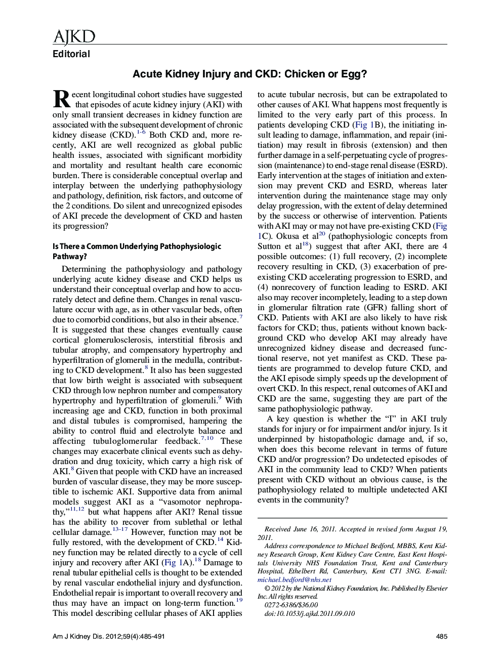 Acute Kidney Injury and CKD: Chicken or Egg?