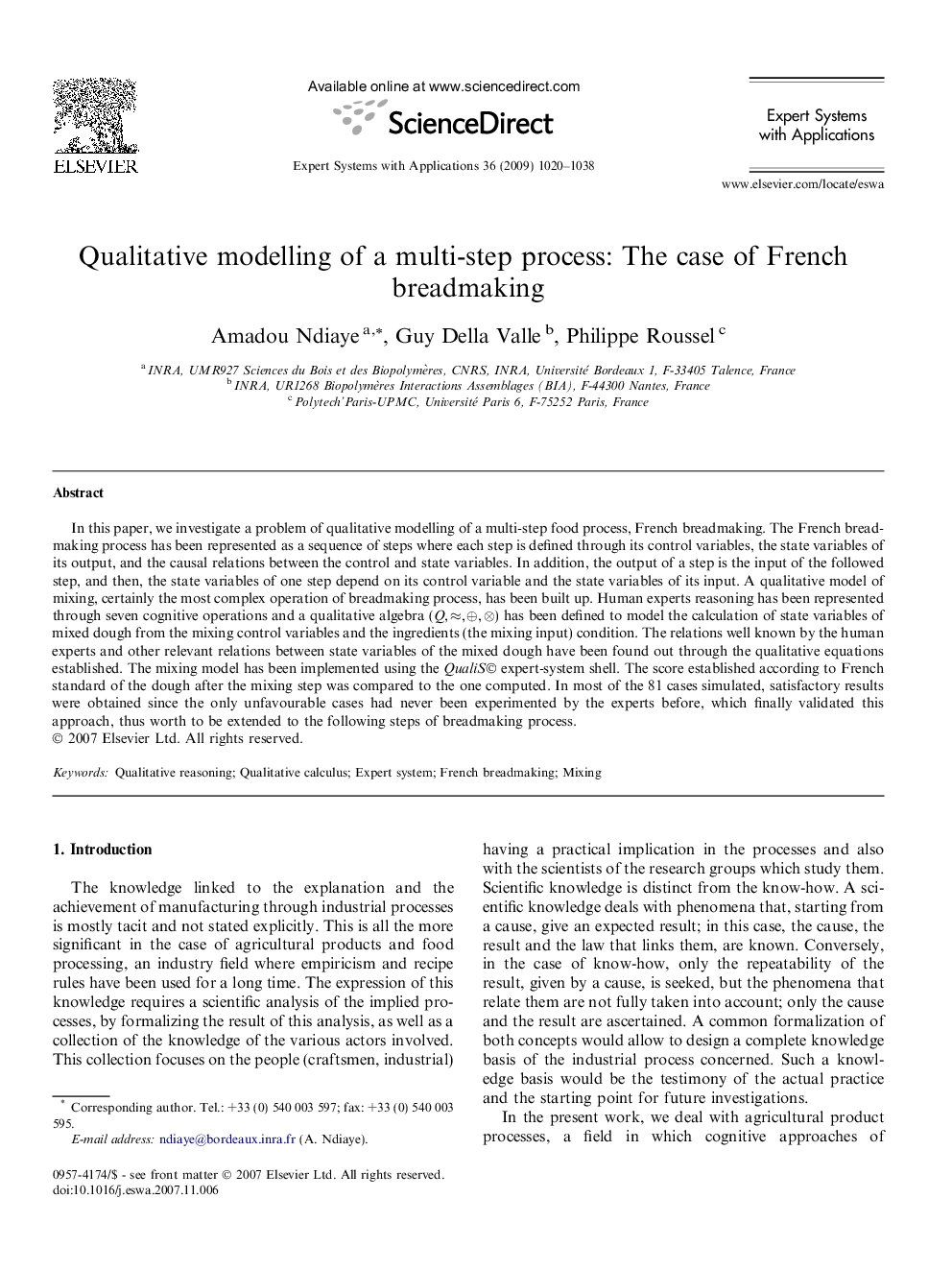 Qualitative modelling of a multi-step process: The case of French breadmaking