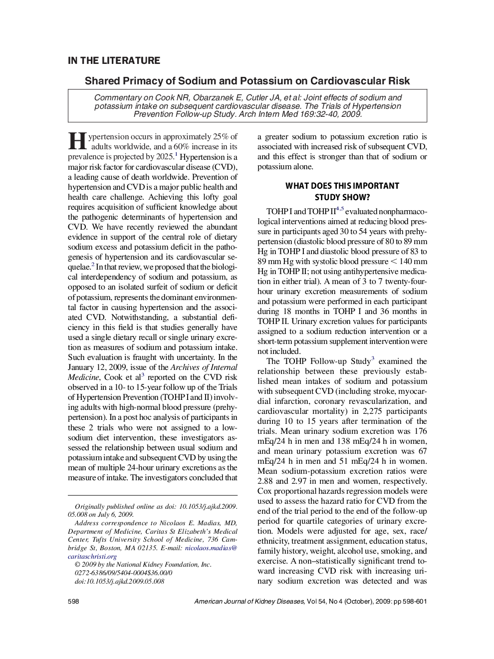Shared Primacy of Sodium and Potassium on Cardiovascular Risk