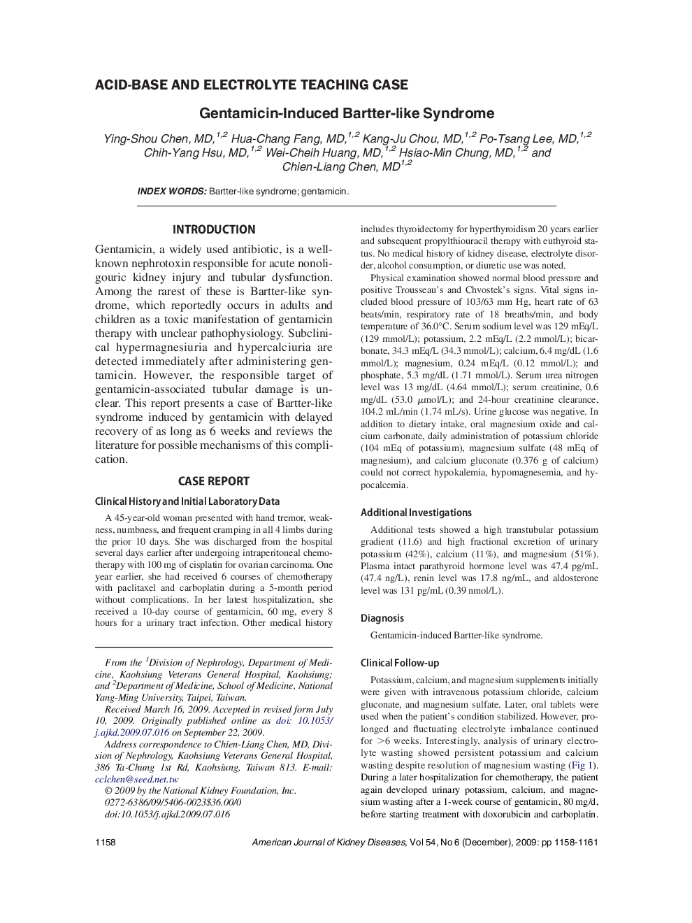 Gentamicin-Induced Bartter-like Syndrome