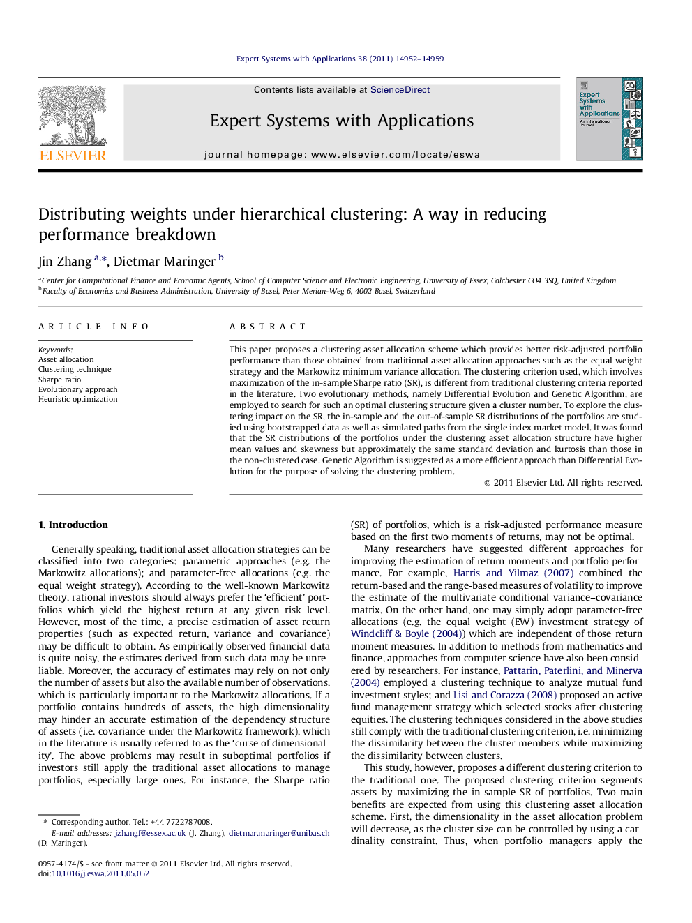 Distributing weights under hierarchical clustering: A way in reducing performance breakdown