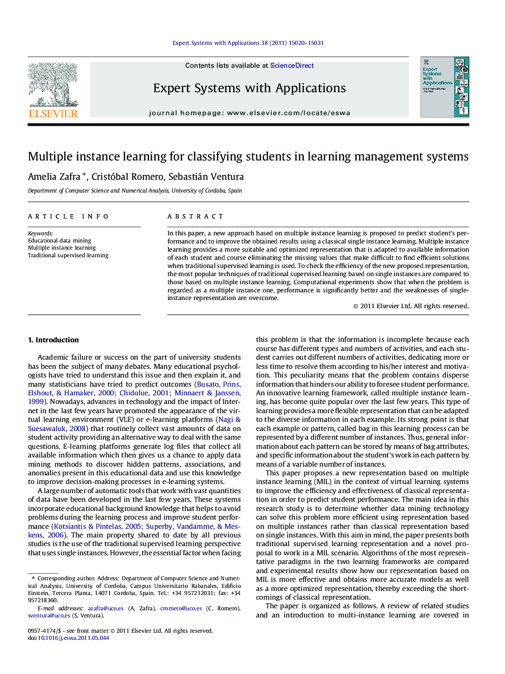 Multiple instance learning for classifying students in learning management systems